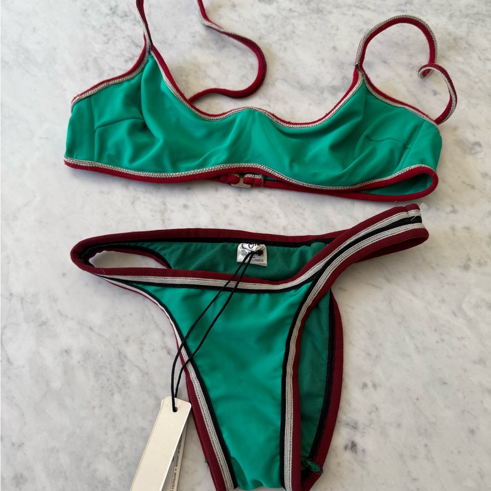 Elegant Teal and Burgundy Bikini Set